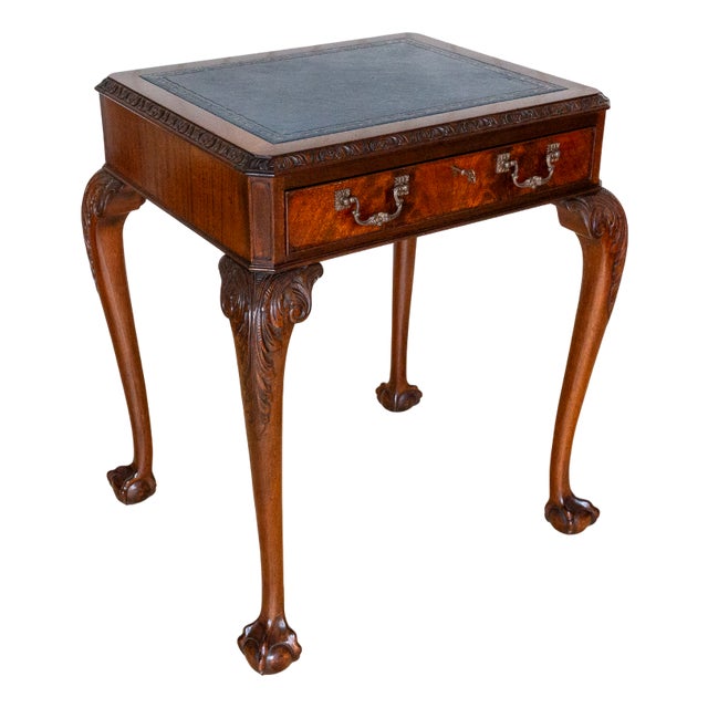 George II Chippendale Style Desk in Mahogany with Leather Top, 1920s For Sale