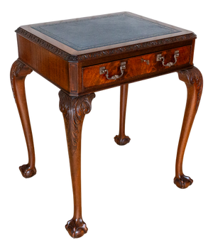 George II Chippendale Style Desk in Mahogany with Leather Top, 1920s