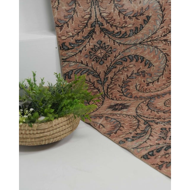 1970s Vintage Handmade Wool Cotton Brown Area Rug For Sale - Image 10 of 12