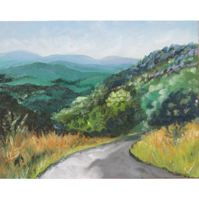 Cleo Plowden Landscape River Appalachian Mountains Impressionism Realism Americana Green Blue Sienna Original Oil Painting by Cleo Plowden For Sale - Image 4 of 4