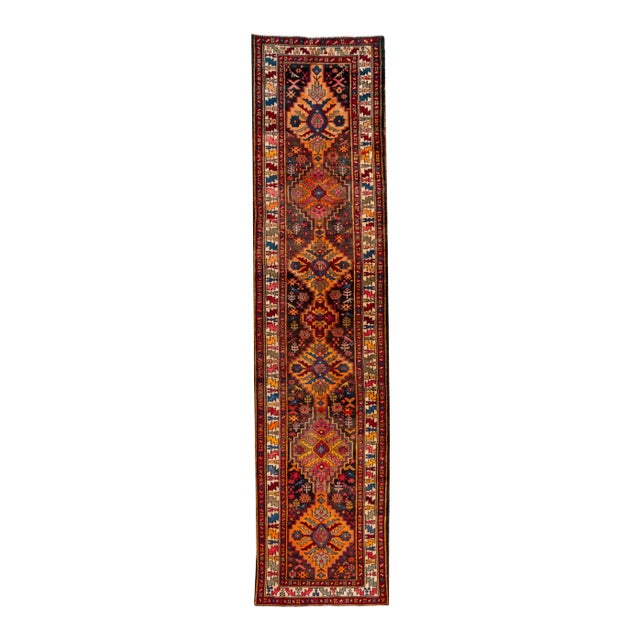 Colorful Vintage Malayer Handmade Wool Runner For Sale
