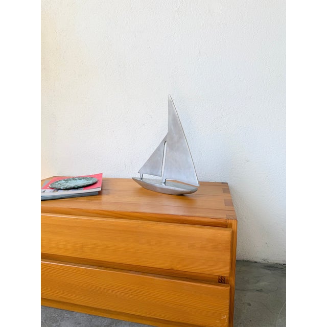 Metal Vintage Polished Aluminum Sailboat, 1970s For Sale - Image 7 of 18