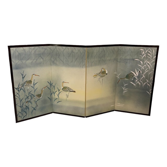 Eastern Screen with Herons and Mist, 1890s For Sale