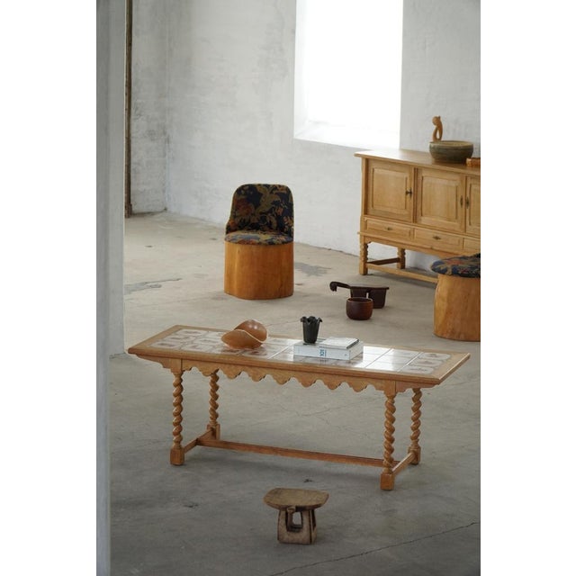 Mid-Century Swedish Pine Stump Chair / Kubstol with Floral Upholstery, 1960s For Sale - Image 13 of 18