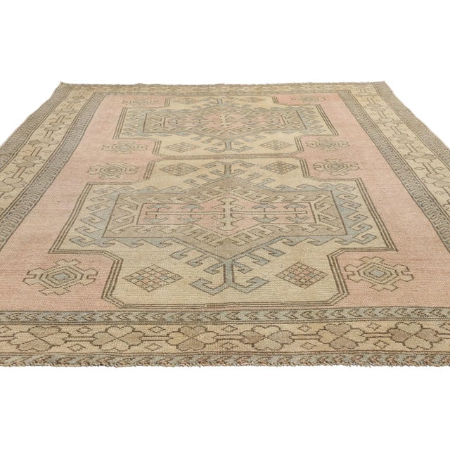 Tribal Vintage Pink Persian Hamadan Rug, - 5'05 X 08'03 For Sale - Image 3 of 9