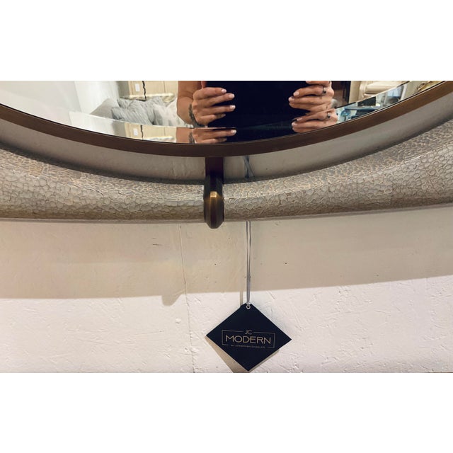 2020s Jonathan Charles Modern Eggshell Toulouse Square Floating Wall Mirror For Sale - Image 5 of 6