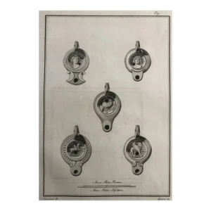 1762 Engraving of Roman Oil Lamps