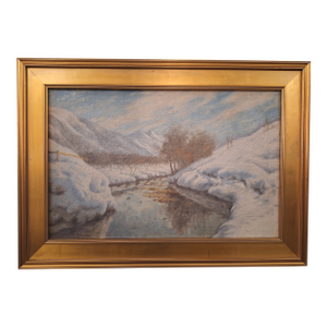 Early 20th Century Frederick John Mulhaupt Winter Scene Landscape Oil Painting