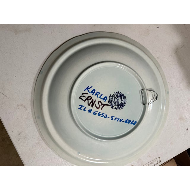 Up for auction or sale is a gorgeous, oversized vintage Delft decorative charger plate produced by the historic Boch...