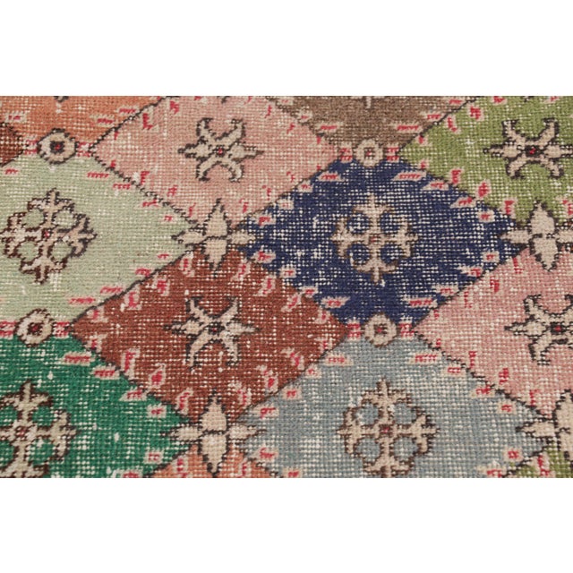 Mid-Century Modern Vintage Zeki Müren Runner With Polychromatic Diamond Patterns, From Rug & Kilim For Sale - Image 3 of 7