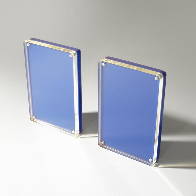 Mid-Century Modern Blue and Clear Photo Frames, 1970s, Set of 2 For Sale - Image 3 of 14