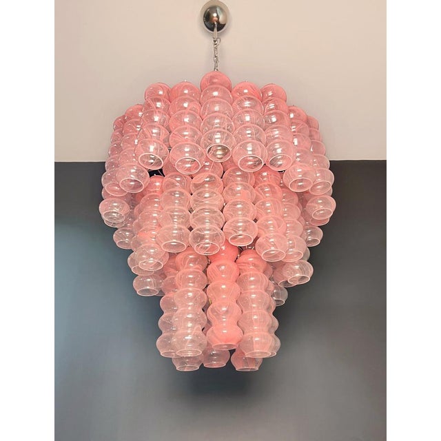 Large Pink Murano Glass 3-Tier Tube Chandelier, 1990s For Sale - Image 11 of 18