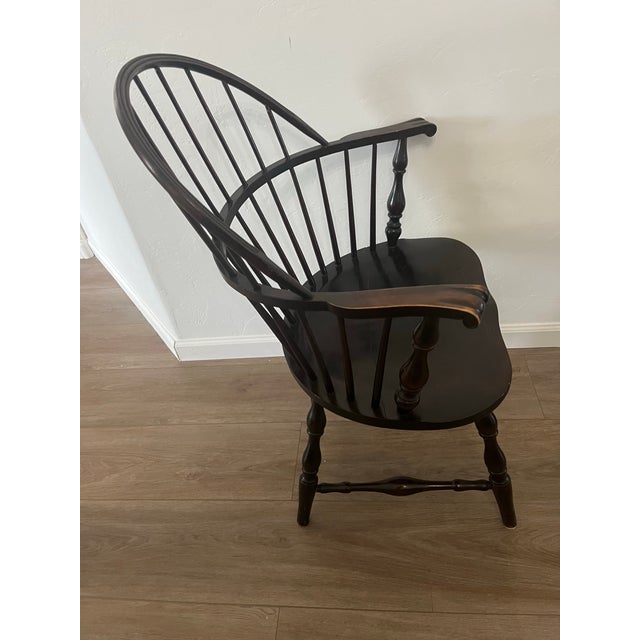 Wood 19th Century Wood Spindle Sac Back Windsor Farmhouse Armchair For Sale - Image 7 of 12