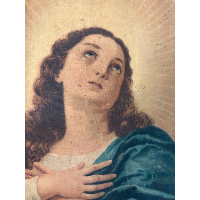 Textile 19th Century Italian Religious Banner Mary Immaculate Conception Tassels For Sale - Image 7 of 13