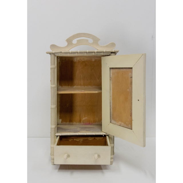 1900 - 1909 Small French Bamboo Wardrobe with Mirror, 1900 For Sale - Image 5 of 8