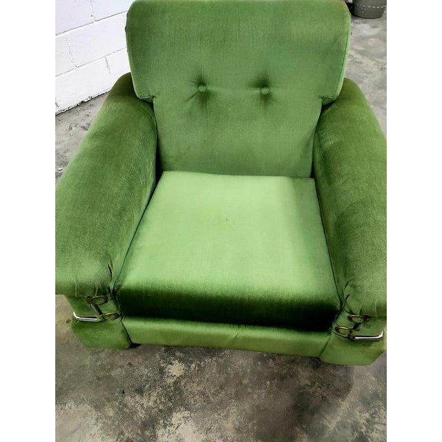 Vintage Lounge Chair in Velvet For Sale - Image 3 of 5