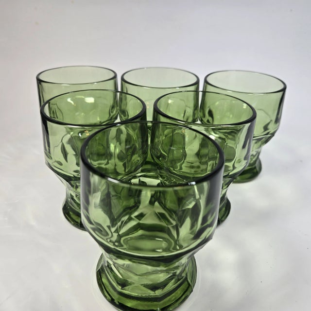 Faceted Green Georgian Lowballs - Set of Six For Sale - Image 12 of 12