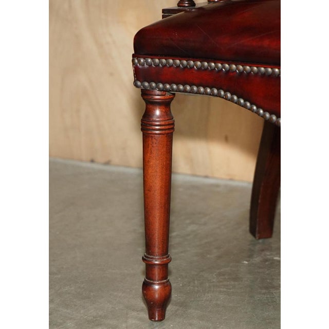 Oxblood Leather Chesterfield Captain's Chairs with Floor Lock Rings, Set of 2 For Sale - Image 11 of 18