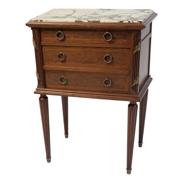 French Mahogany Chest of Drawers with Marble Top For Sale