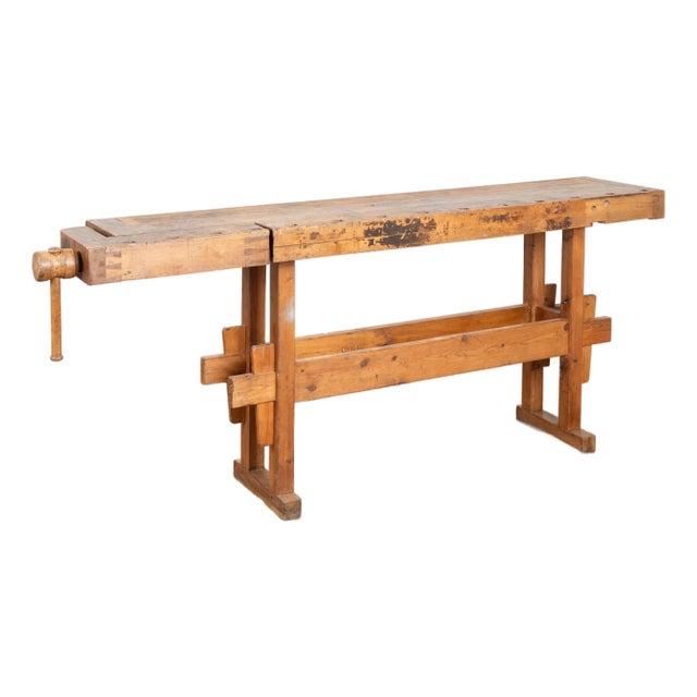 Early 20th Century Rustic Console Table Workbench For Sale