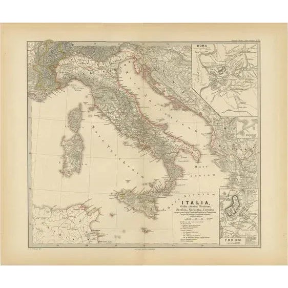 Map of the Italian Peninsula with the Islands of Sicily, 1880 For Sale - Image 6 of 6