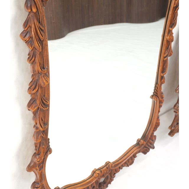 Wood Pair of Chinese Chippendale Style Carved Mahogany Wall Mirrors MINT! For Sale - Image 7 of 10