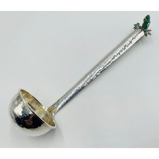 Silver Emilia Castillo Silver-Plated Ladle With Malachite Parrot, Mexican Modernism For Sale - Image 8 of 18