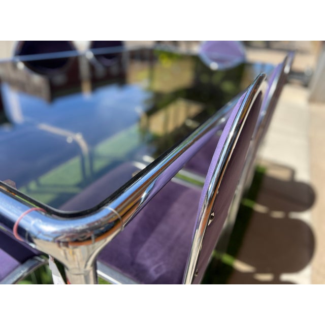 1970s Postmodern Italian Chrome & Glass Dining Table + 8 Chairs For Sale - Image 10 of 16