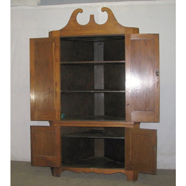 20th Century Early American Solid Cherry Corner Storage Cabinet For Sale - Image 6 of 8