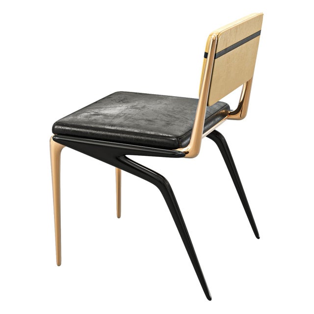 Not Yet Made - Made To Order "Martin" Chair, With Bronze & Stainless Steel, Tailor Made Leather For Sale - Image 5 of 8