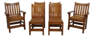 Set of 6 Stickley Mission Oak Arts & Crafts Dining Chairs