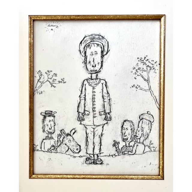 William Anthony, William Anthony 1982 American Subversive Satirical Caricature Drawing "Gilles", 1982 For Sale