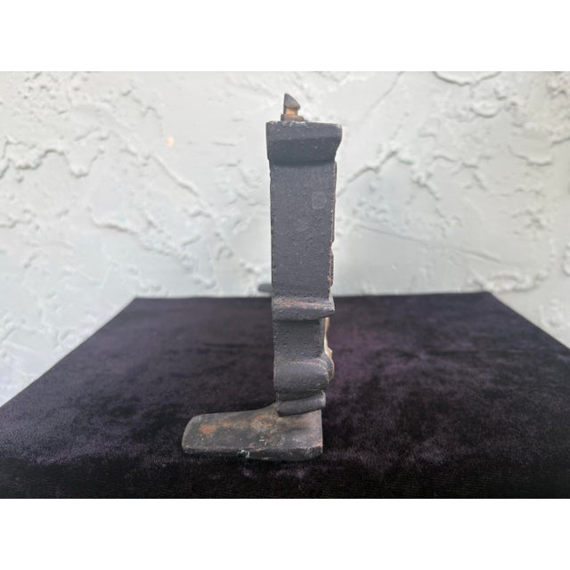 Black Vintage Cast Iron Steam Locomotive Doorstop With Original Polychrome Paint For Sale - Image 8 of 10
