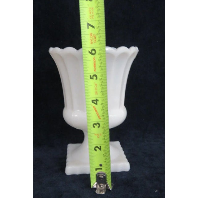 White Opaline Milk Glass Footed Urn Vase Pedestal Planter For Sale In Miami - Image 6 of 11