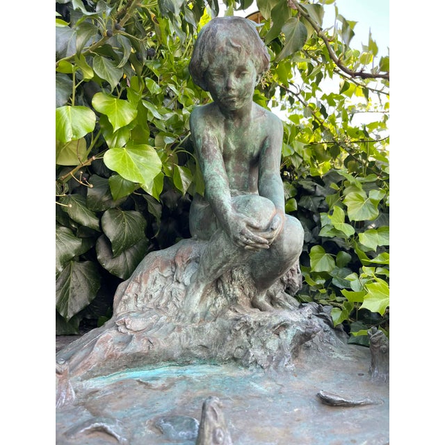 At the Water’s Edge (1914) by Edward Berge – Antique Bronze Sculpture (Roman Bronze Works) Fountain For Sale - Image 11 of 15