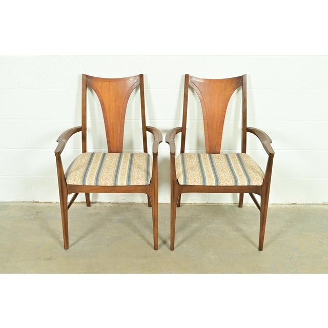 Mid-Century Modern Broyhill Brasilia Mid-Century Modern Sculpted Walnut Armchairs, Pair For Sale - Image 3 of 13
