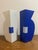 Pair of ceramic vases from the 1980s, featuring a graphic and contemporary design. These two pieces showcase complementary...