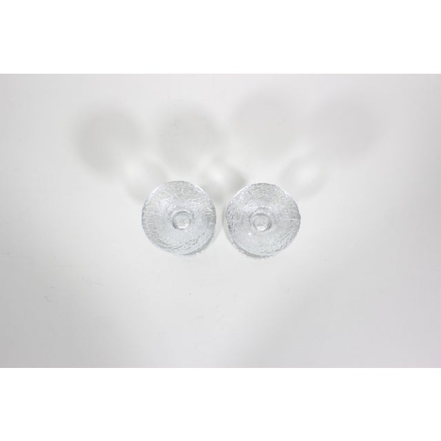 Timo Sarpaneva Pair of Iittala Festivo One Ring Glass Candle Holders Signed by Timo Sarpaneva Finland For Sale - Image 4 of 8
