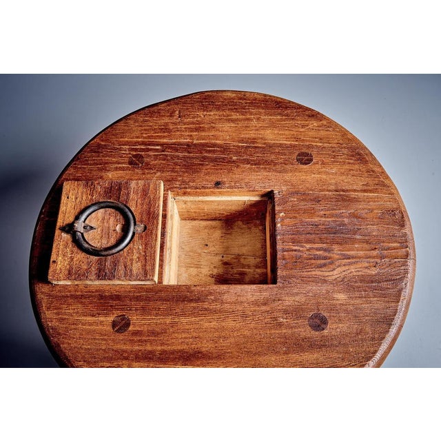 Rustic Oak Table with Wrought Iron Details, 1970s For Sale - Image 10 of 11