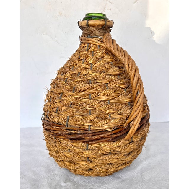 Brown Vintage French Wrapped Demijohn Bottle For Sale - Image 8 of 13