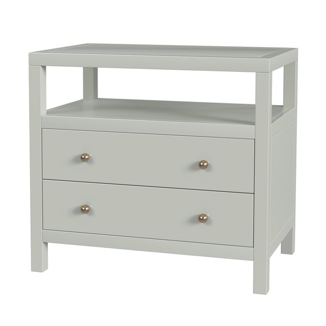 Green Nora 28 in. W Rectangular 2 Drawer Wide Nightstand with Open Shelf, Sage Green For Sale - Image 8 of 8