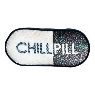 Original "Chill Pill" Sculpted Blue Velvet Pillow, Custom Made Original Design For Sale