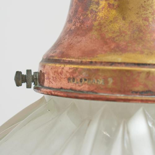 1940s Antique Reclaimed Holophane Church Glass Pendant Light, 1940s For Sale - Image 5 of 6