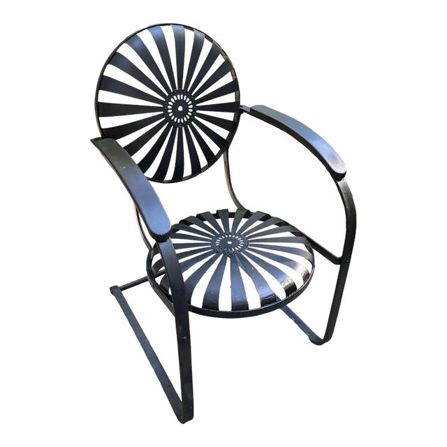 Mid 20th Century Francois Carre Petite Cantilever Iron Rocking Chair, Attributed For Sale