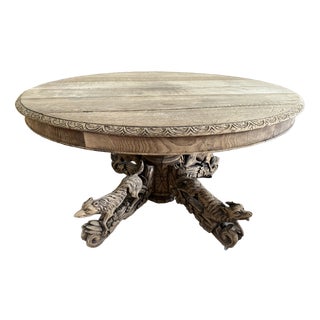 French Oak Hunting Centre Table, 1850s For Sale