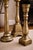 Metal Monumental Sculptural Brass Floor Candlesticks, Set of 3 — Neoclassical Column Forms in Aged Sunlit Gold Finish (33”–36.5”) For Sale - Image 7 of 7
