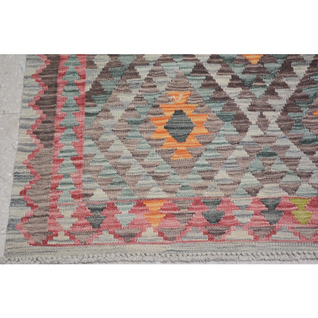 Vintage Afghan Hand Made Organic Wool Maimana Kilim,4'9"x6'4" For Sale - Image 4 of 5