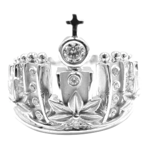 Carrera Y Carrera 18k White Gold Mi Princess Crown Diamond Ring, size 6.75