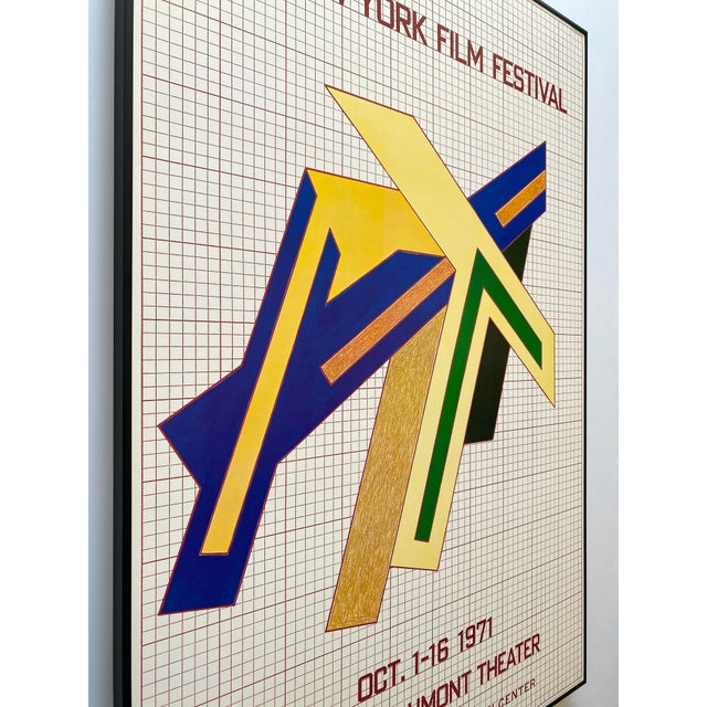 Frank Stella Vintage 1971 Mid Century Modernist Lithograph Print Framed Extra Large " 9th New York Film Festival " Poster For Sale - Image 9 of 18