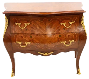 French Bombe Chest of Drawers with Marquetry Inlay